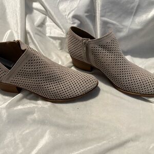 Lucky Brand Perforated Booties in White and Brown